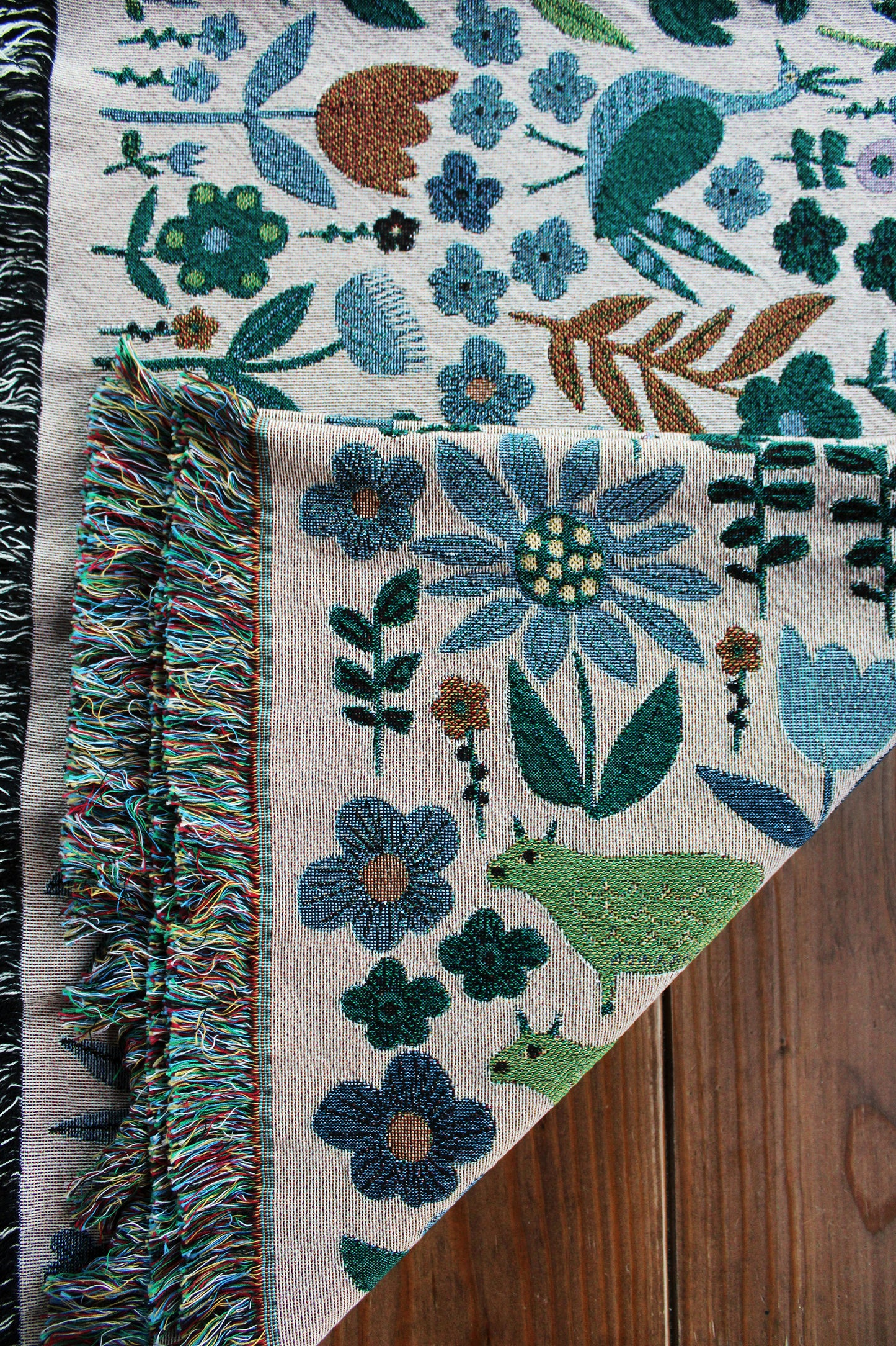 Folklore Throw Blanket Tapestry Beige