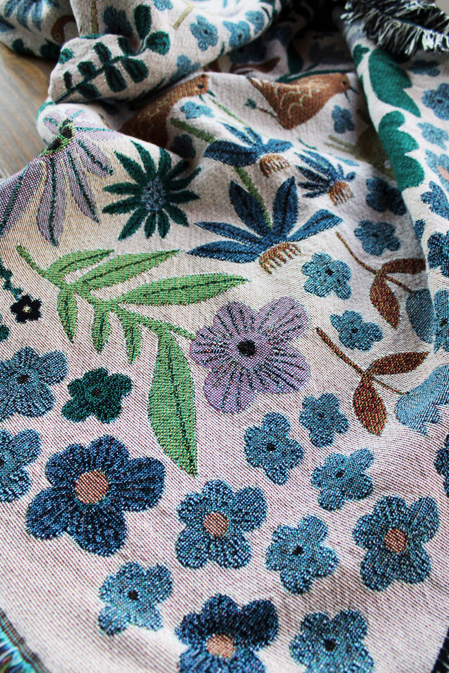 Folklore Throw Blanket Tapestry Beige