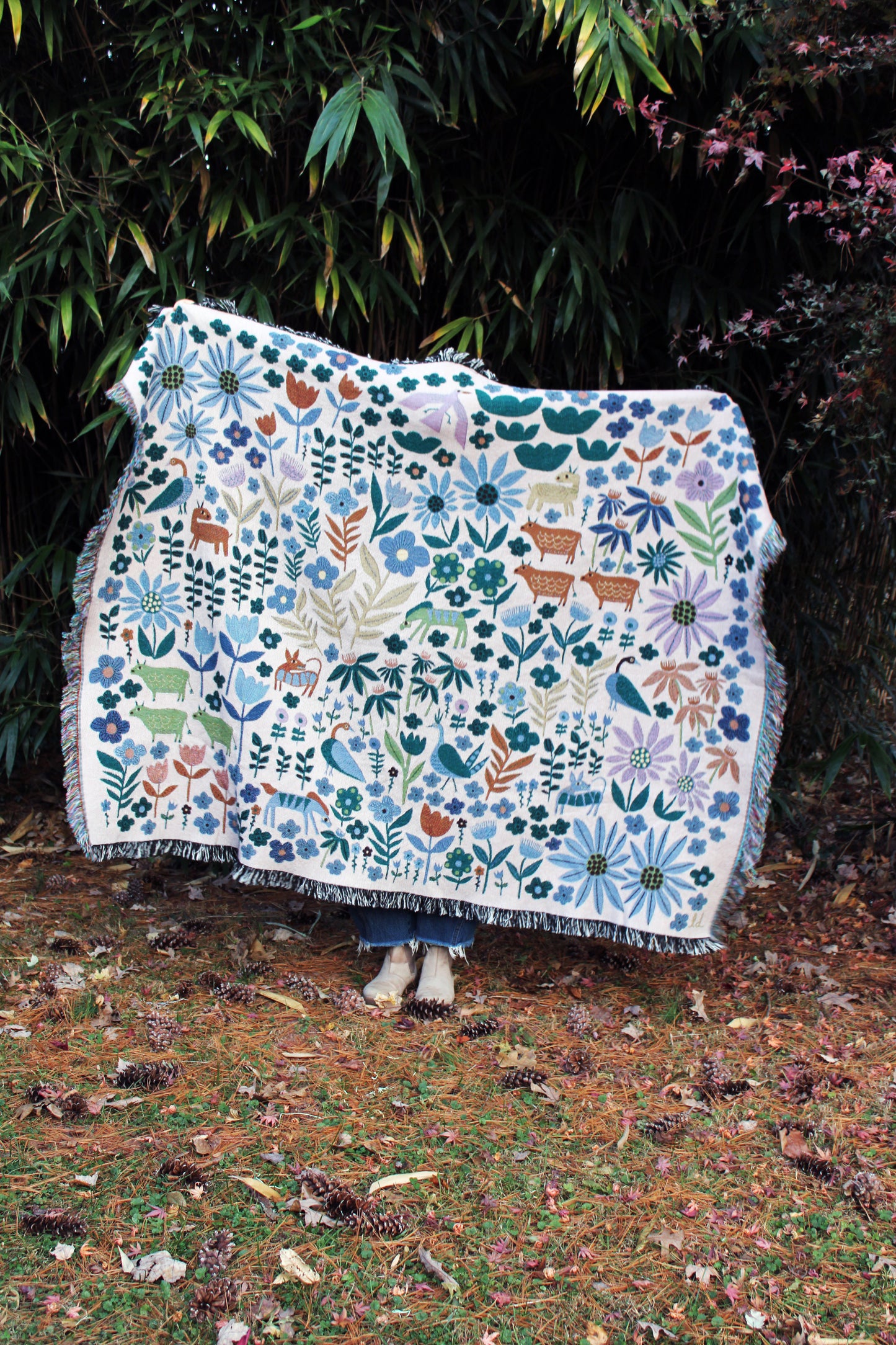 Folklore Throw Blanket Tapestry Beige