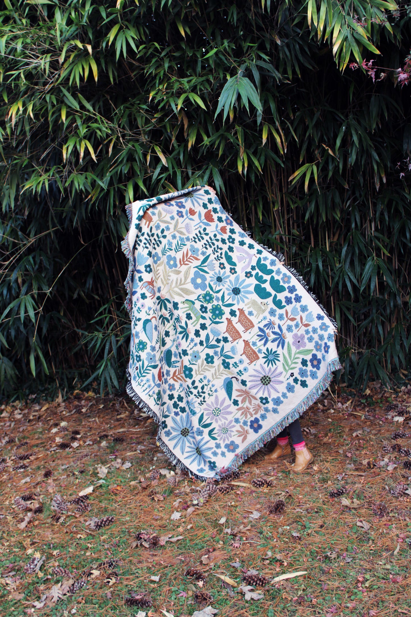 Folklore Throw Blanket Tapestry Beige