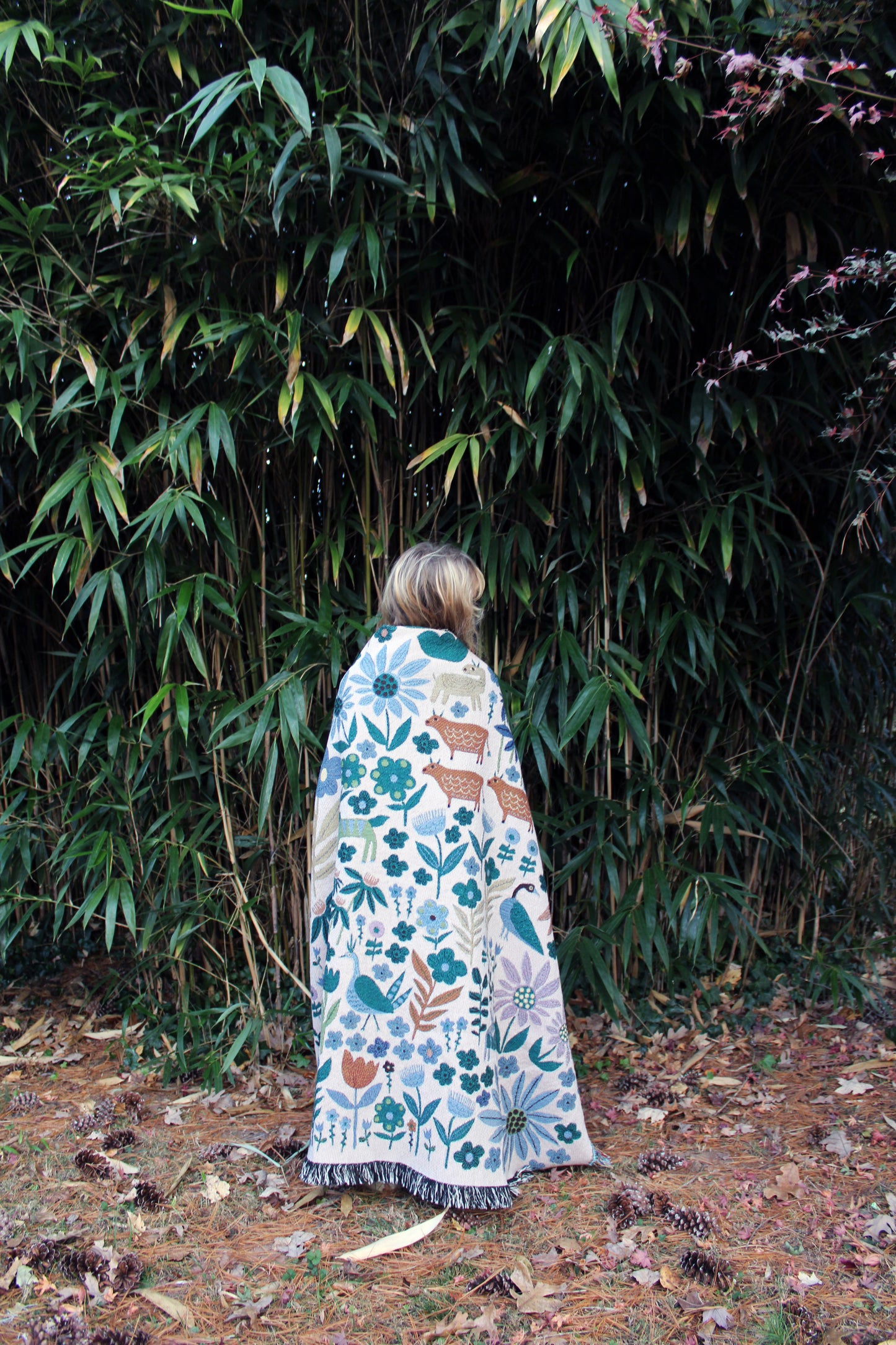 Folklore Throw Blanket Tapestry Beige