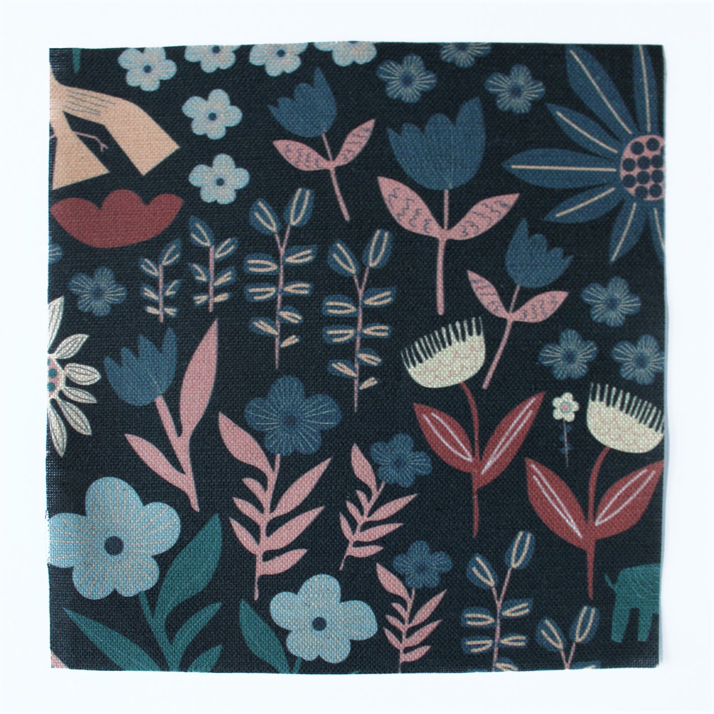 Folklore Cotton Linen Fabric Black
