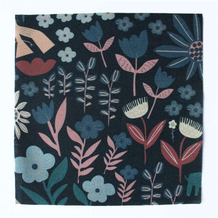 Folklore Cotton Linen Fabric Black