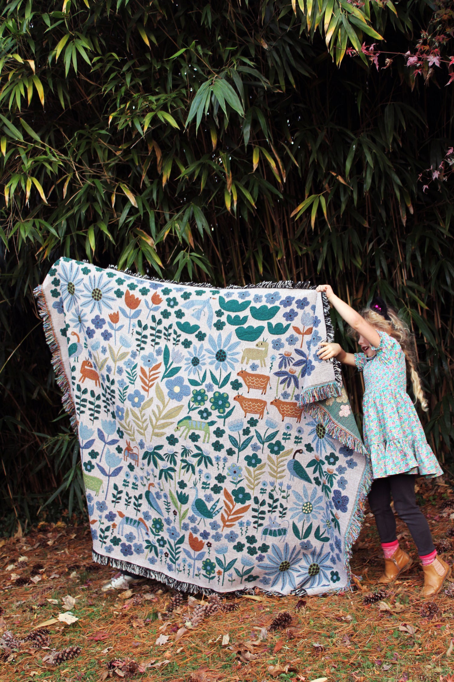 Folklore Throw Blanket Tapestry Gray