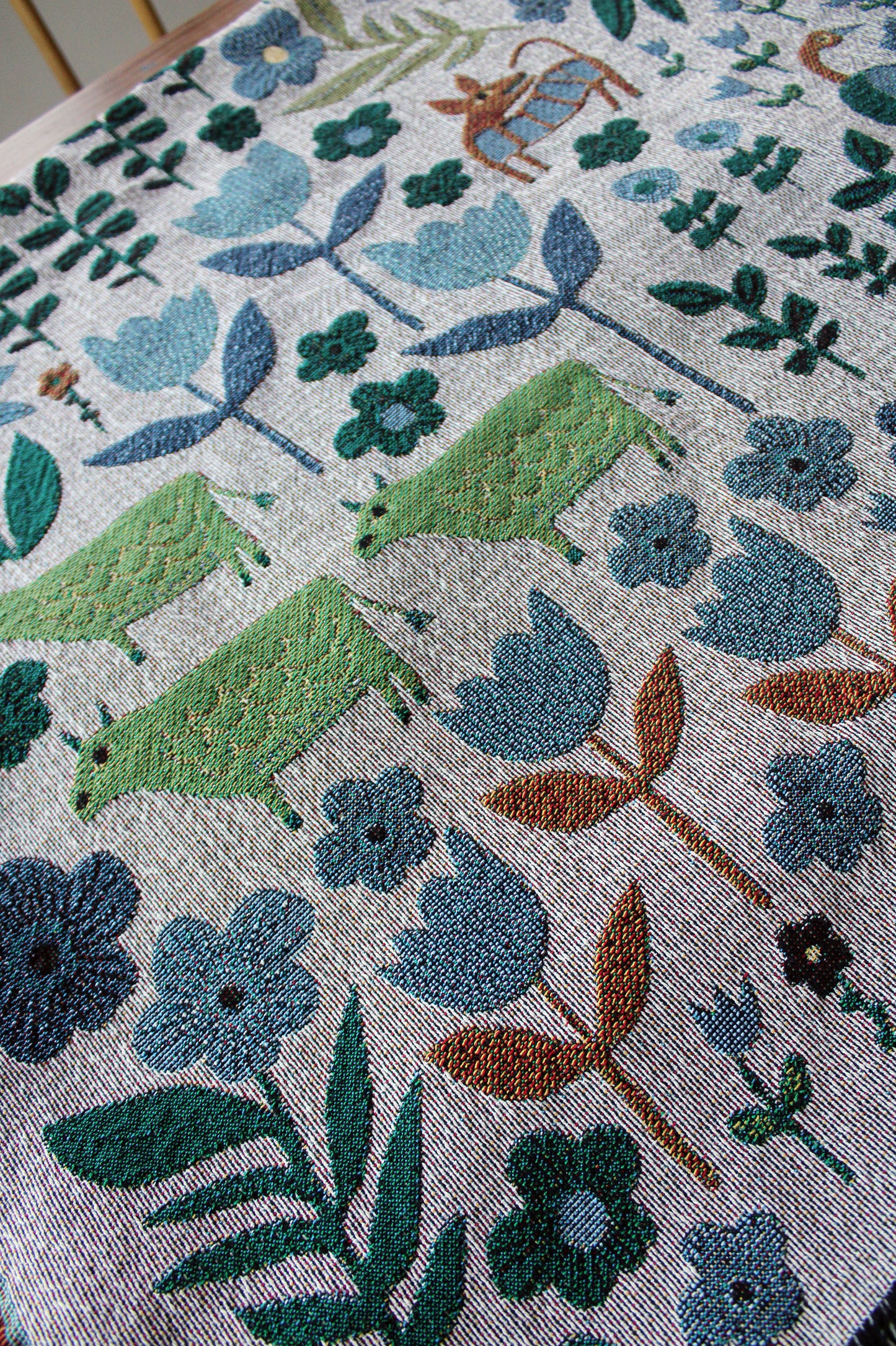 Folklore Throw Blanket Tapestry Gray