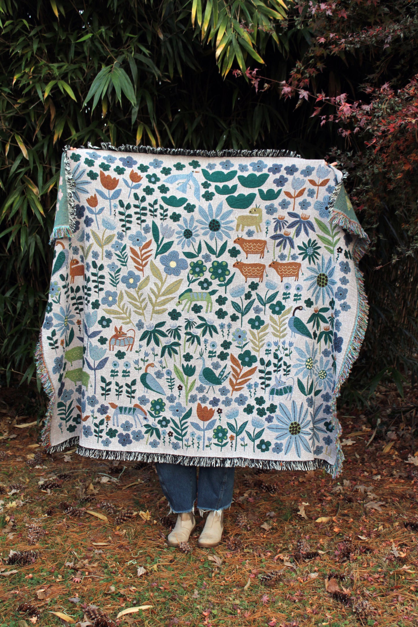 Folklore Throw Blanket Tapestry Gray