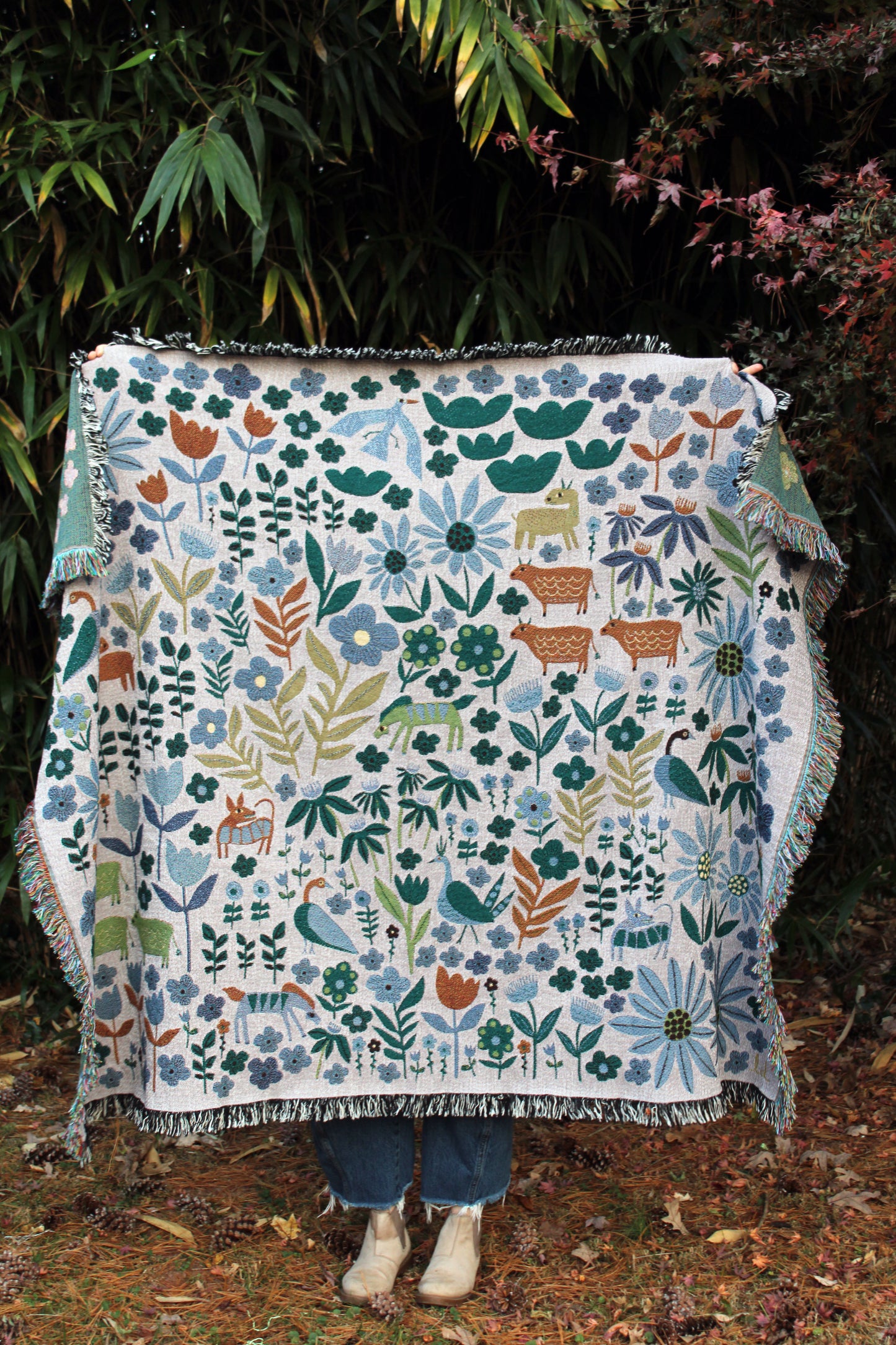 Folklore Throw Blanket Tapestry Gray