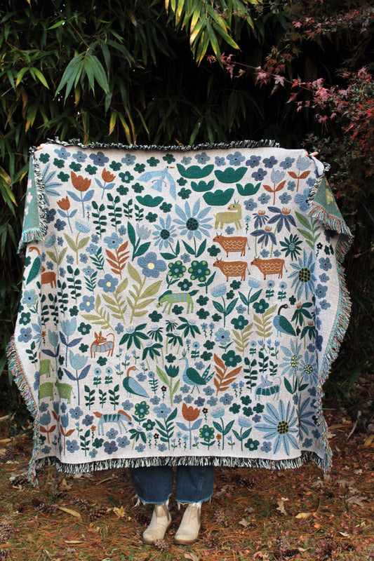 Folklore Throw Blanket Tapestry Gray