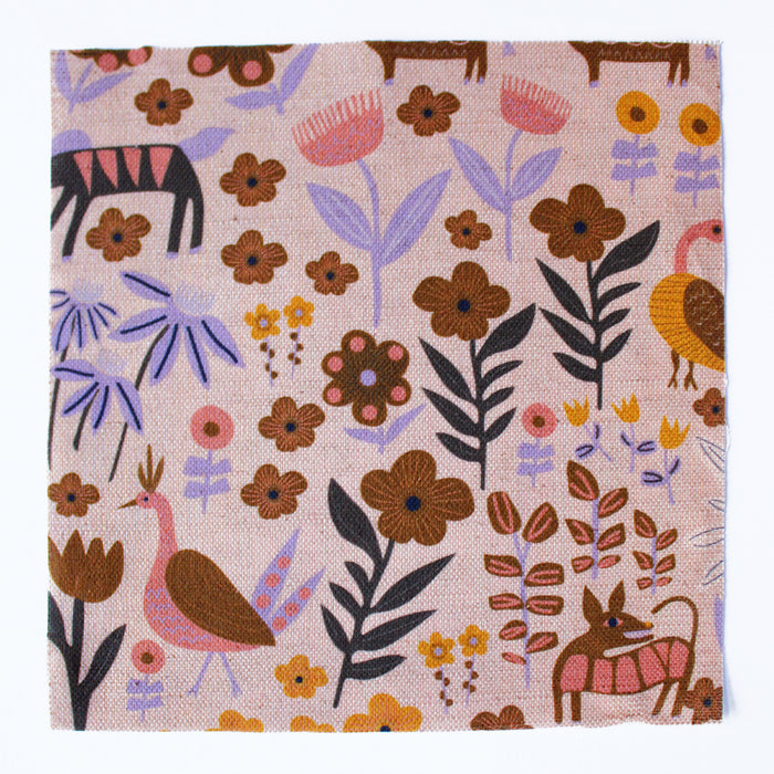 Folklore Cotton Linen Fabric Peach