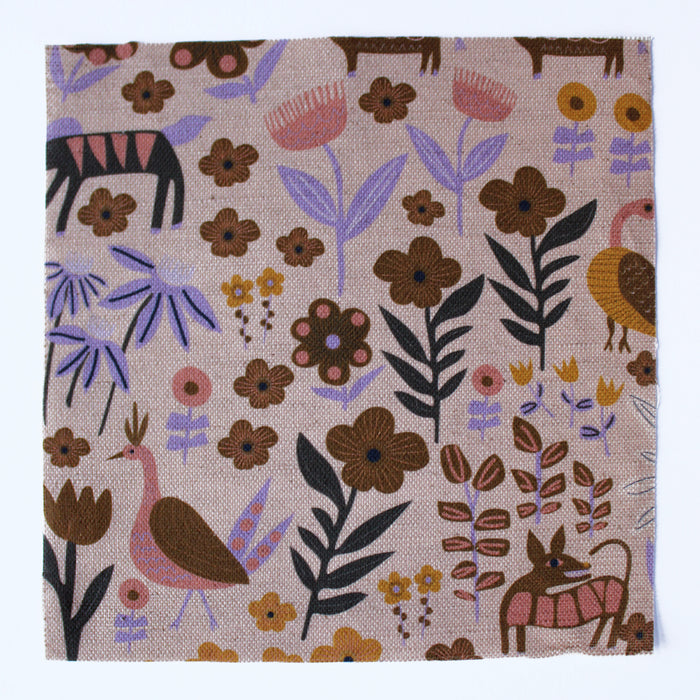 Folklore Cotton Linen Fabric Peach
