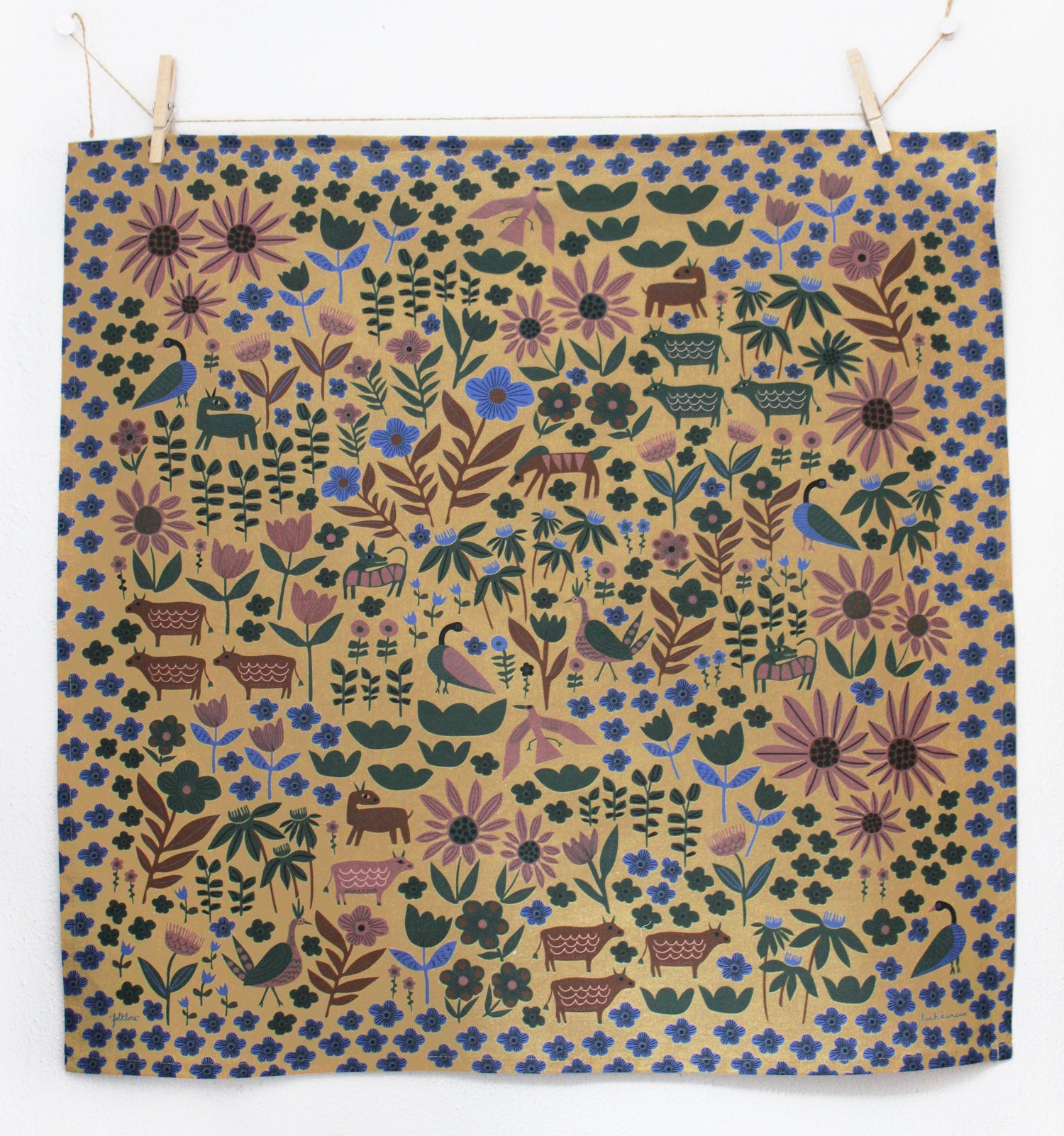 Folklore Art Tea Towel Leah Duncan