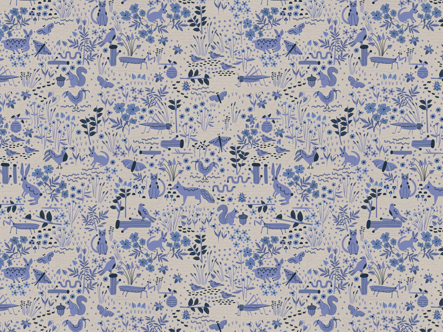 Garden Friends Cotton Linen Fabric Toile