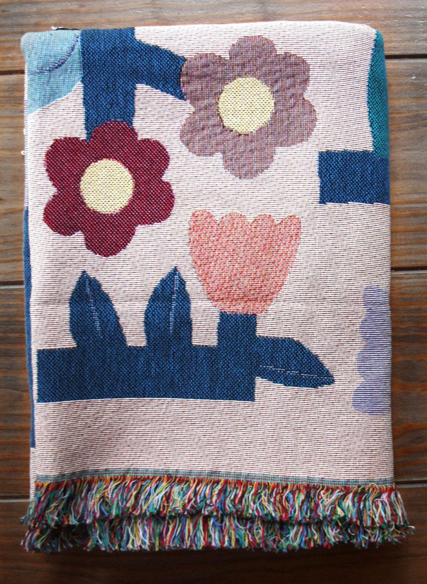 Flower Tetris Blanket Tapestry