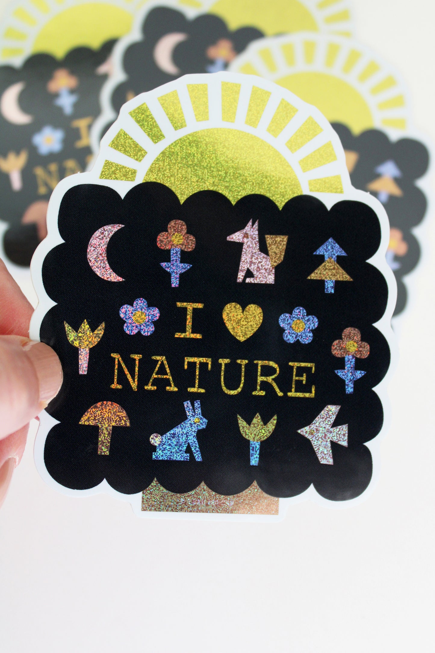 I Love Nature Glitter Sticker