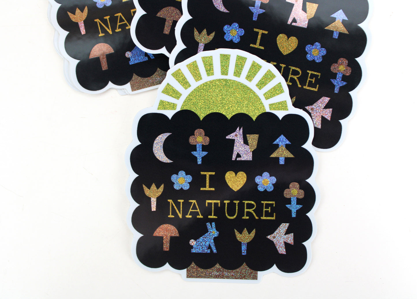 I Love Nature Glitter Sticker