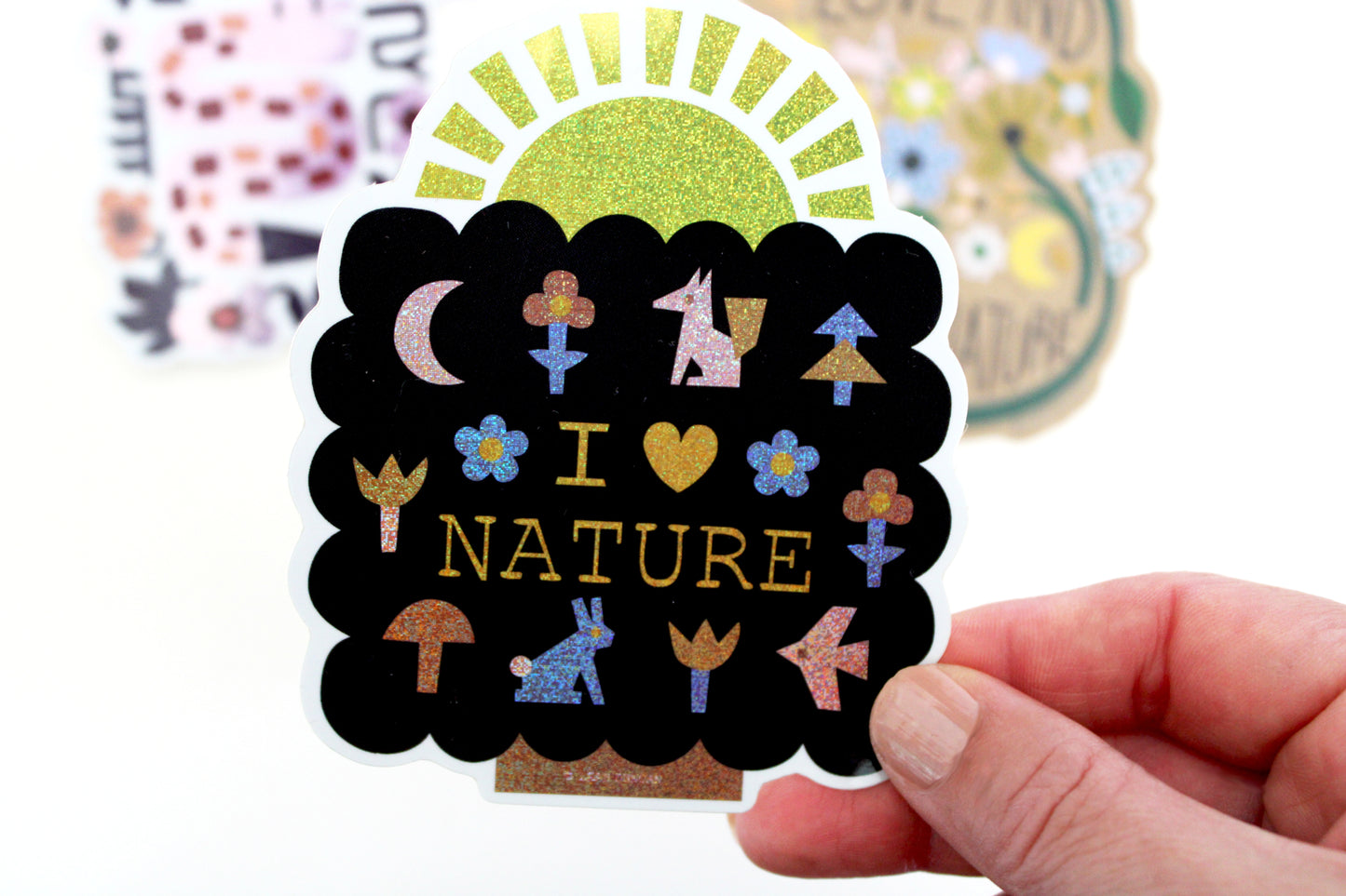 I Love Nature Glitter Sticker