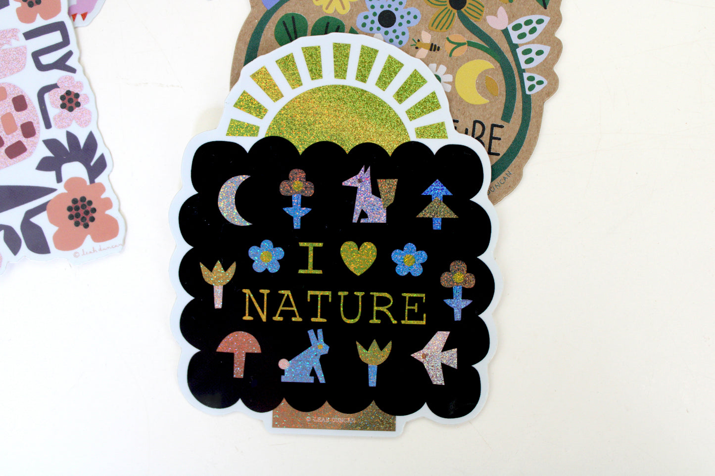 I Love Nature Glitter Sticker