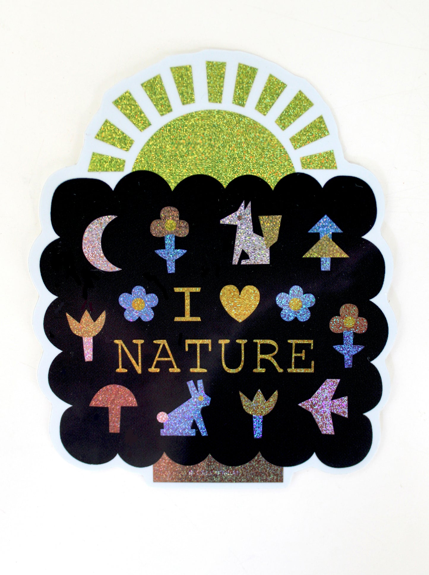 I Love Nature Glitter Sticker