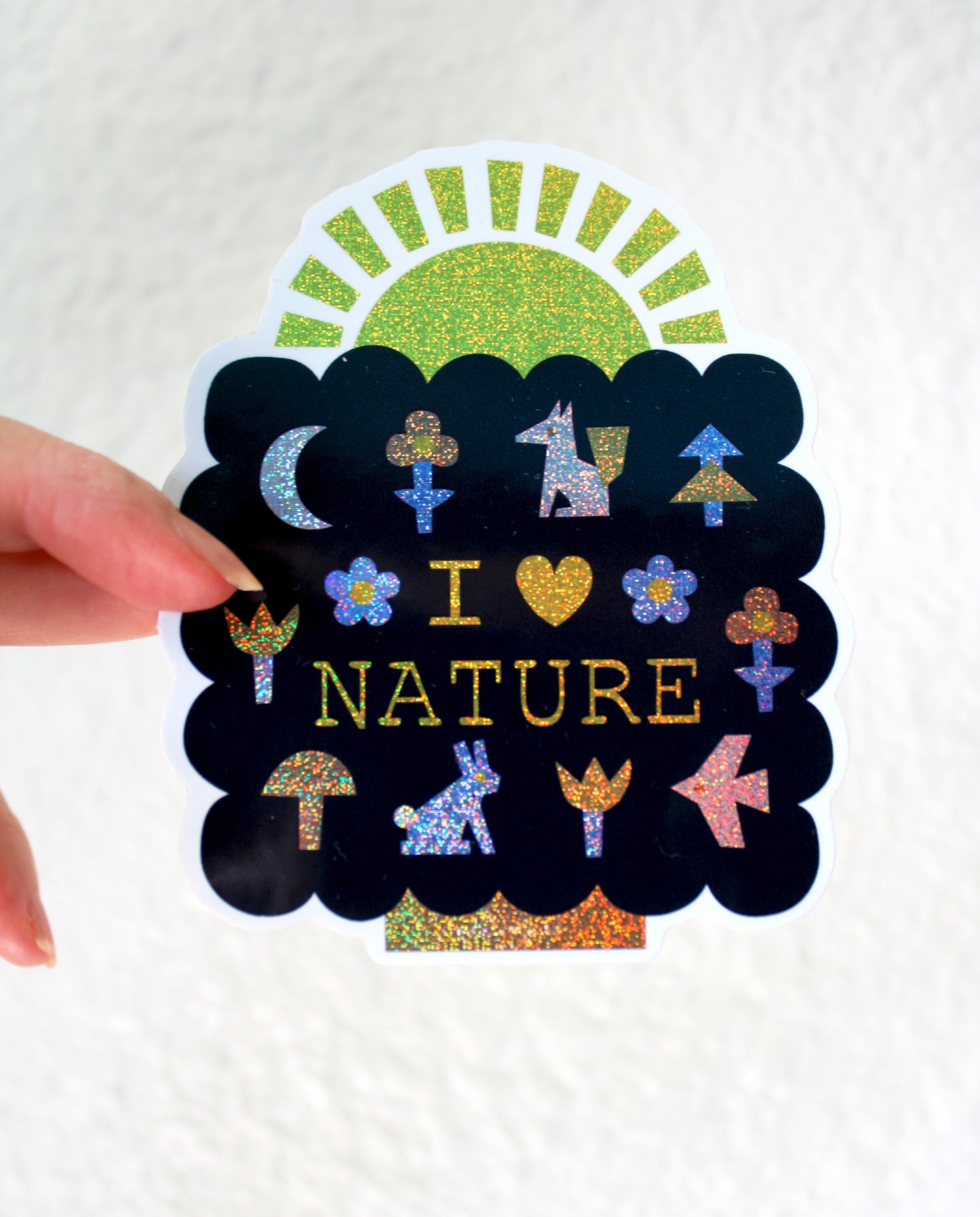 I Love Nature Glitter Sticker