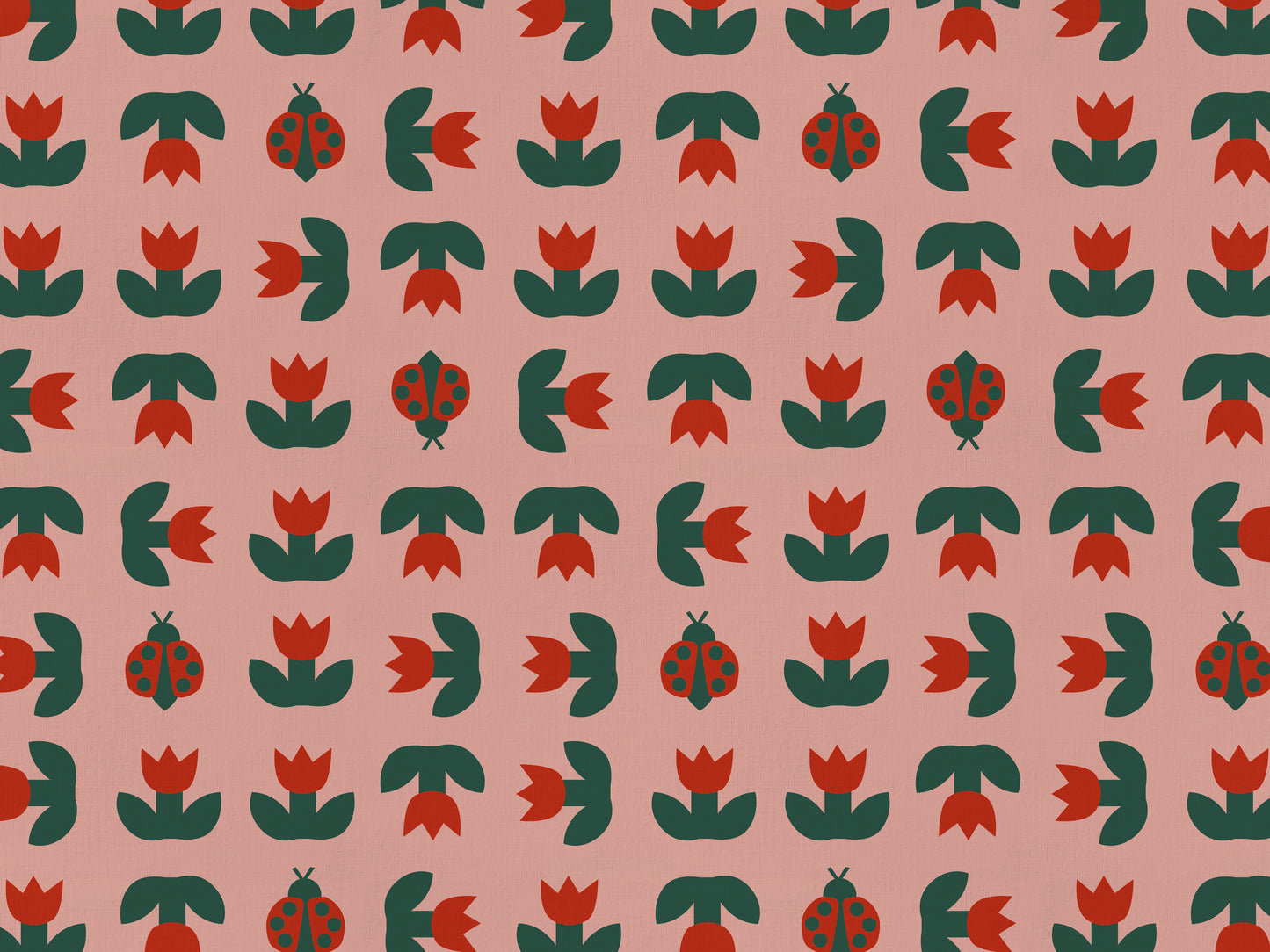 Ladybird Tulip Cotton Linen Fabric Peach