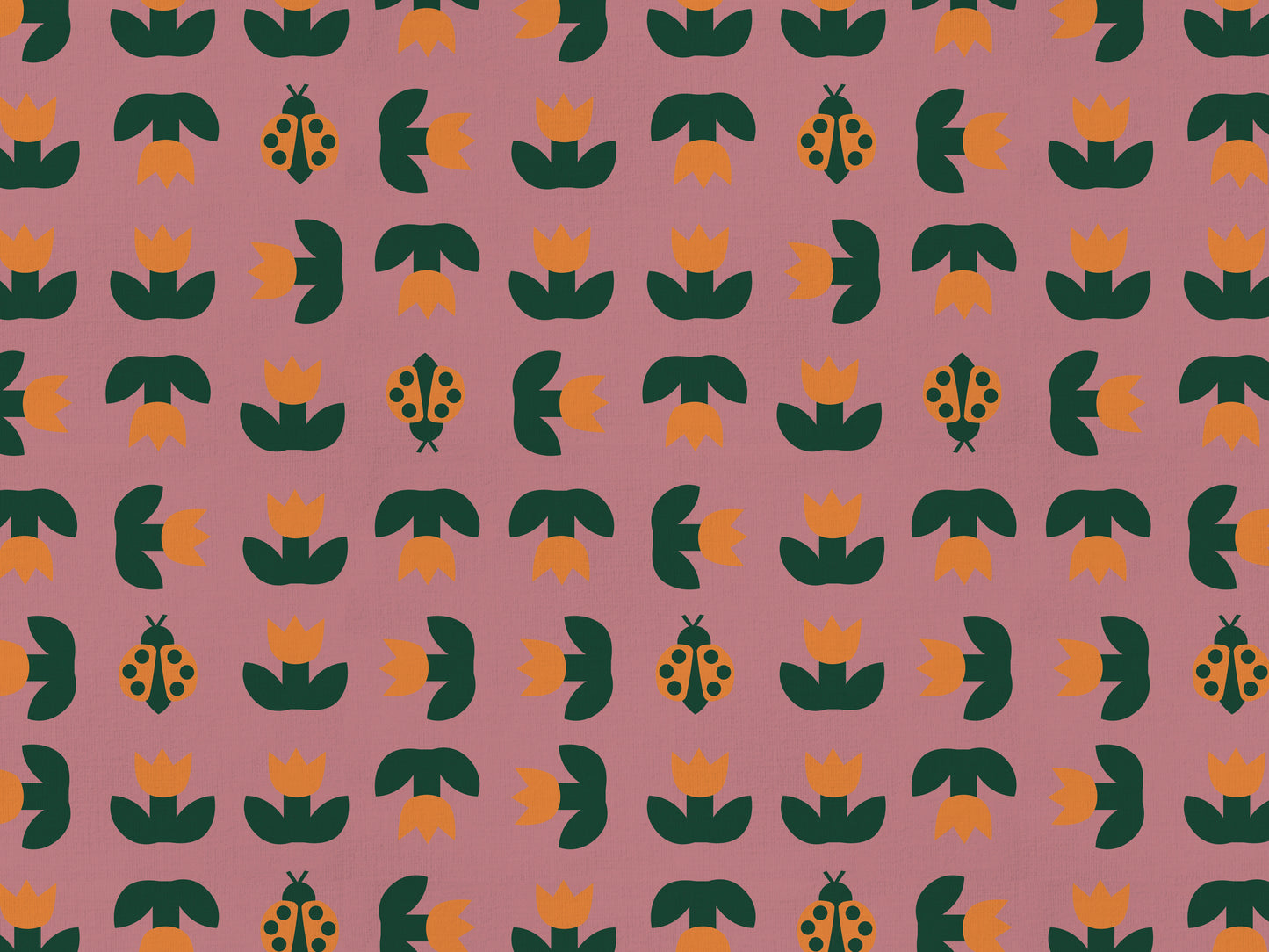 Ladybird Tulip Cotton Linen Fabric Eggplant