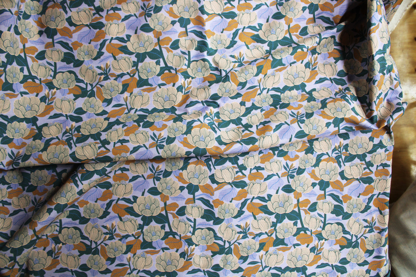 Magnolia Cotton Linen Fabric Blue