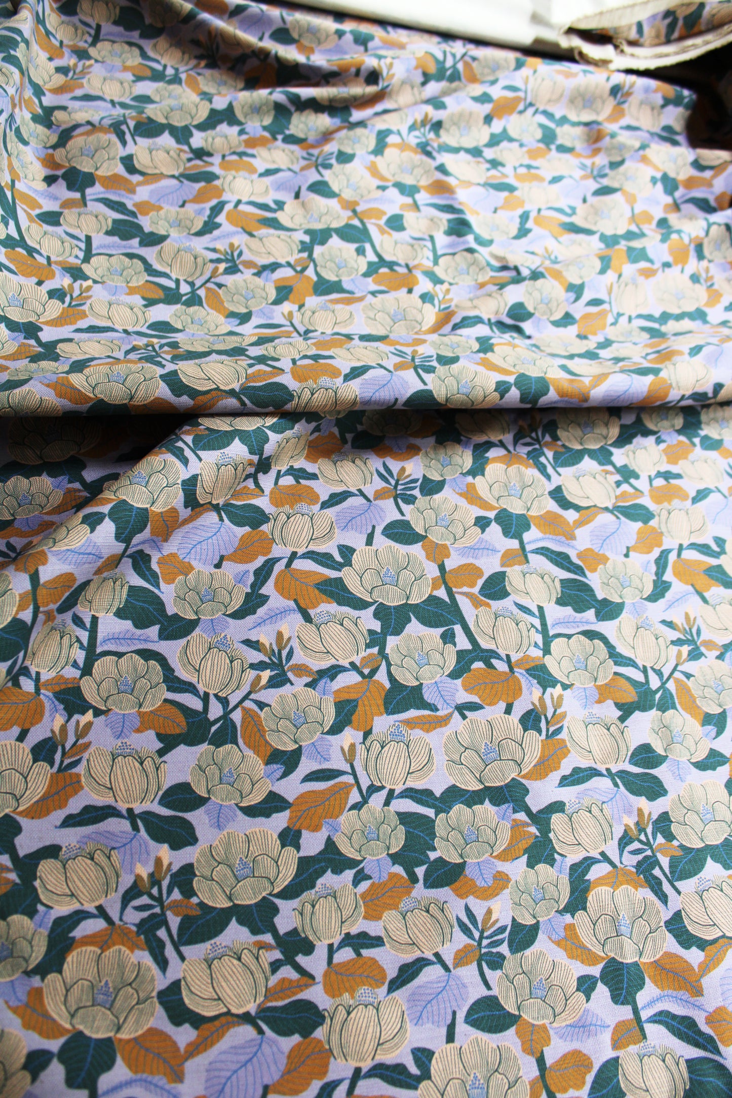 Magnolia Cotton Linen Fabric Blue