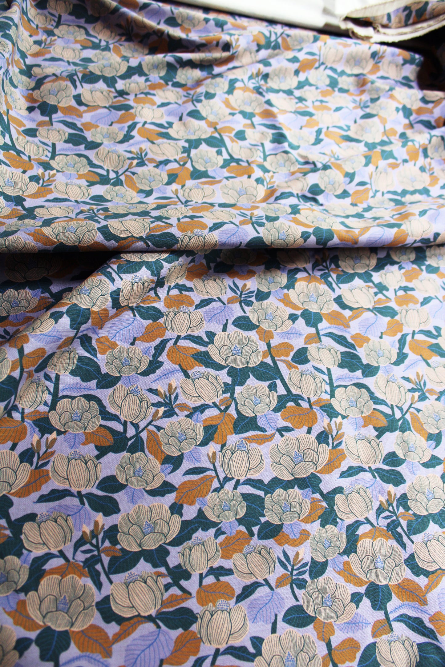 Magnolia Cotton Linen Fabric Blue