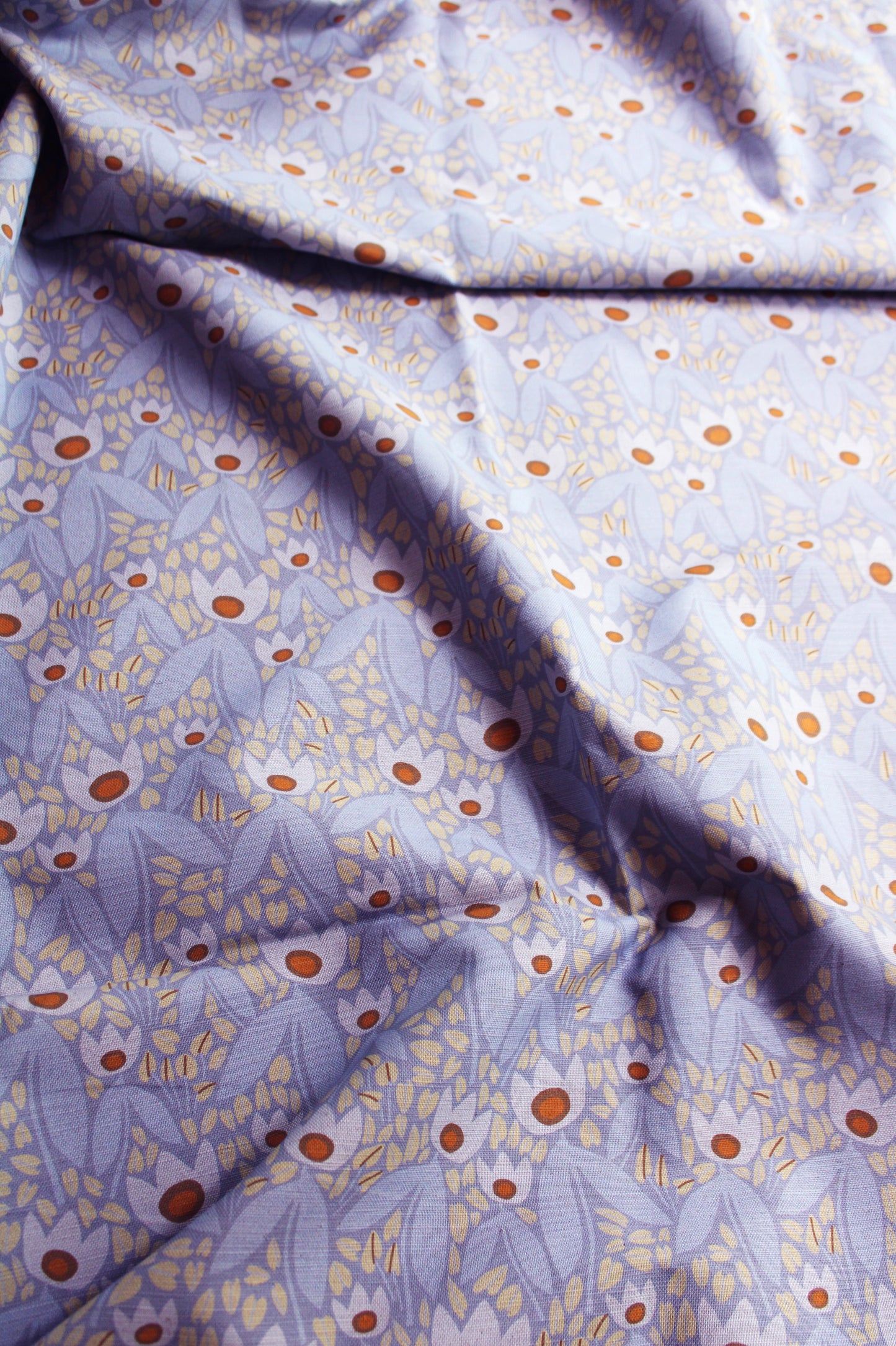 Two Tulips Cotton Linen Fabric Blue
