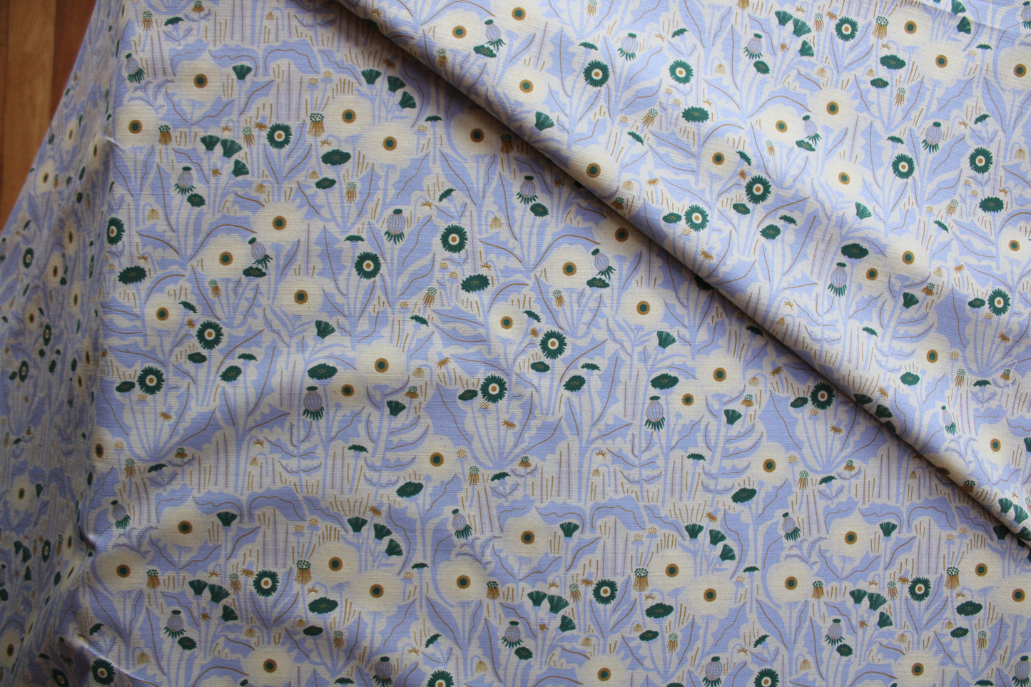 Dandelion Cotton Linen Fabric Blue