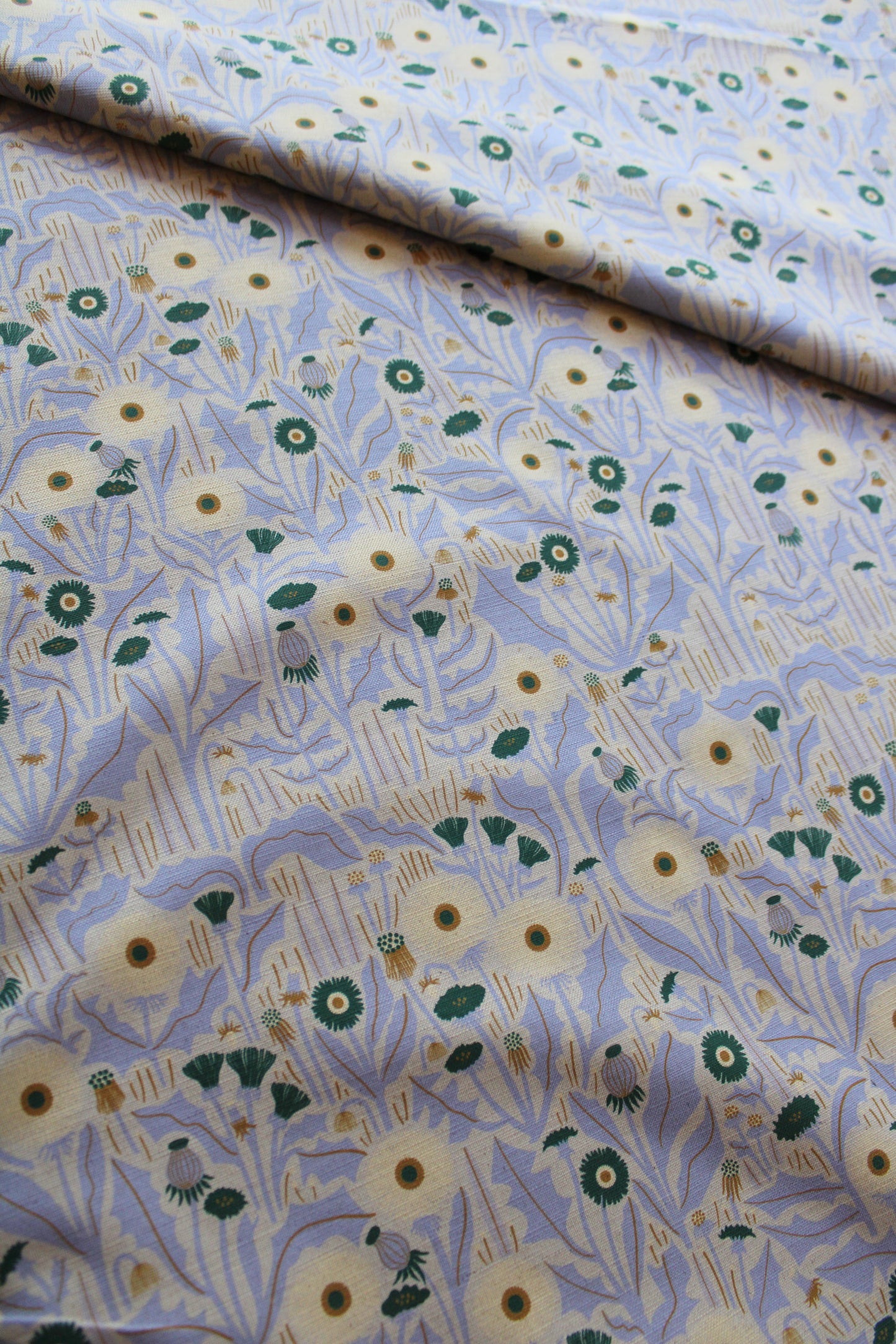 Dandelion Cotton Linen Fabric Blue
