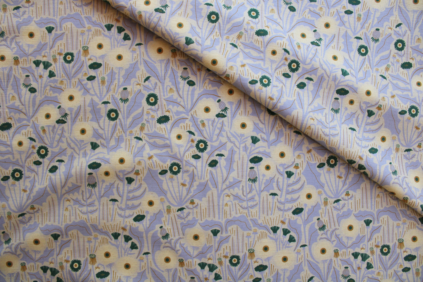 Dandelion Cotton Linen Fabric Blue