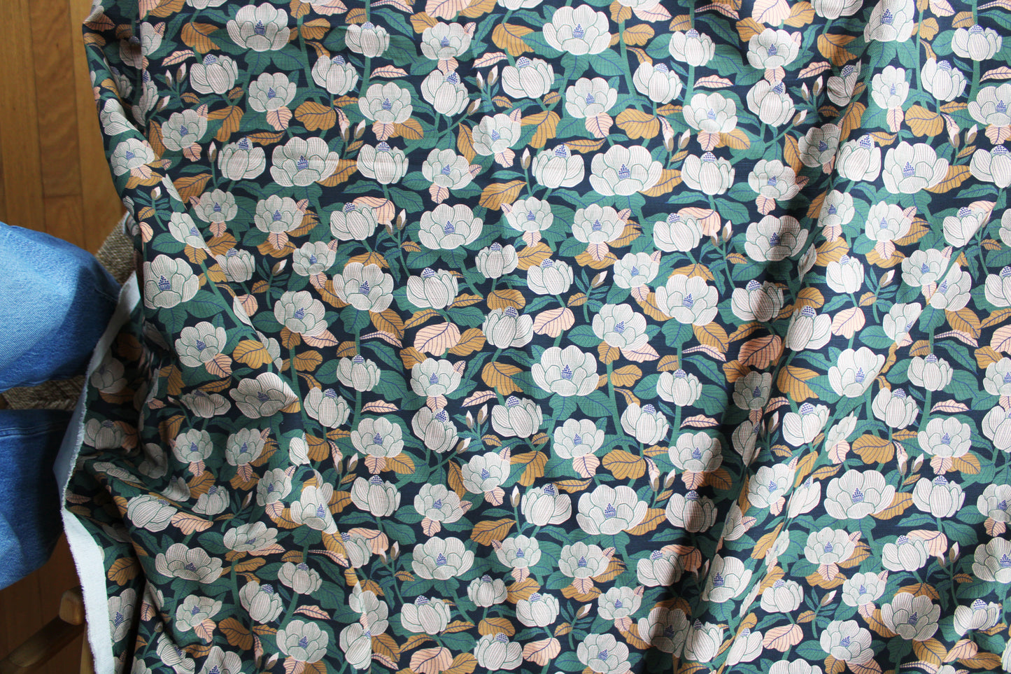 Magnolia Cotton Linen Fabric Black