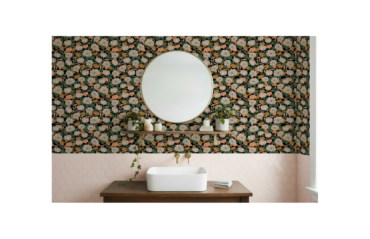 Magnolia Wallpaper Black Peel and Stick