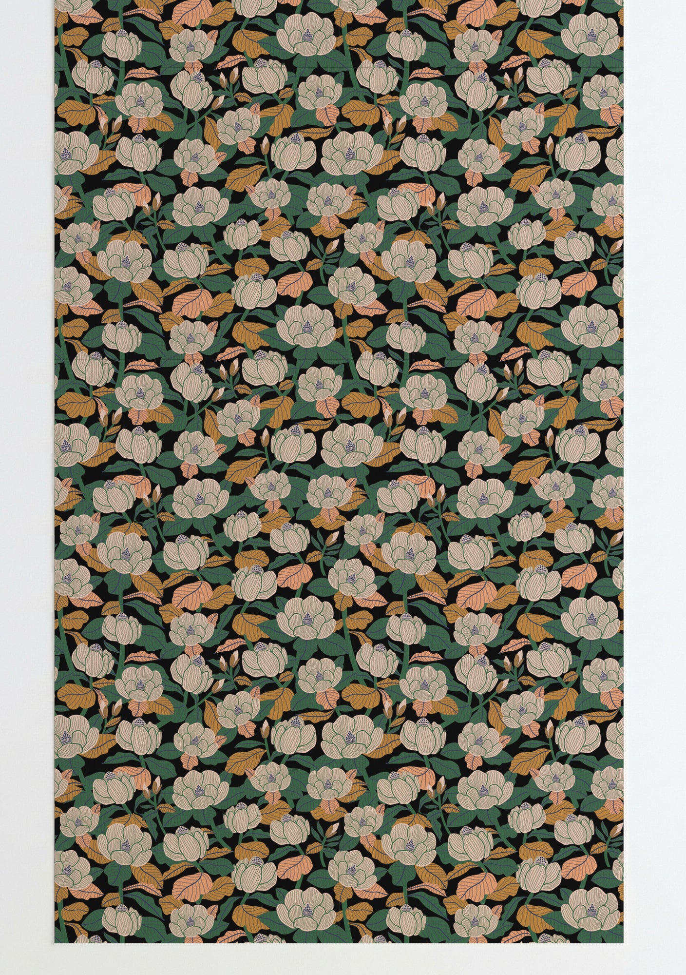 Magnolia Wallpaper Black Peel and Stick