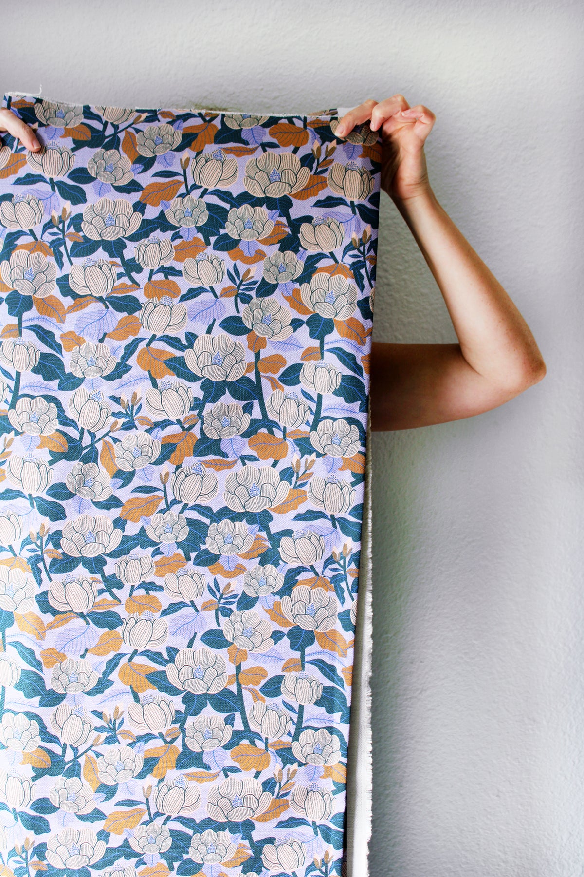 Magnolia Cotton Linen Fabric Blue