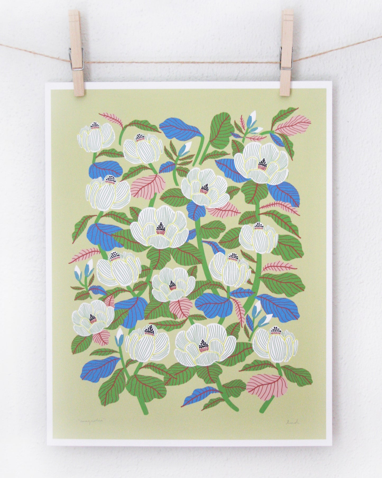 Magnolia Print Chartreuse