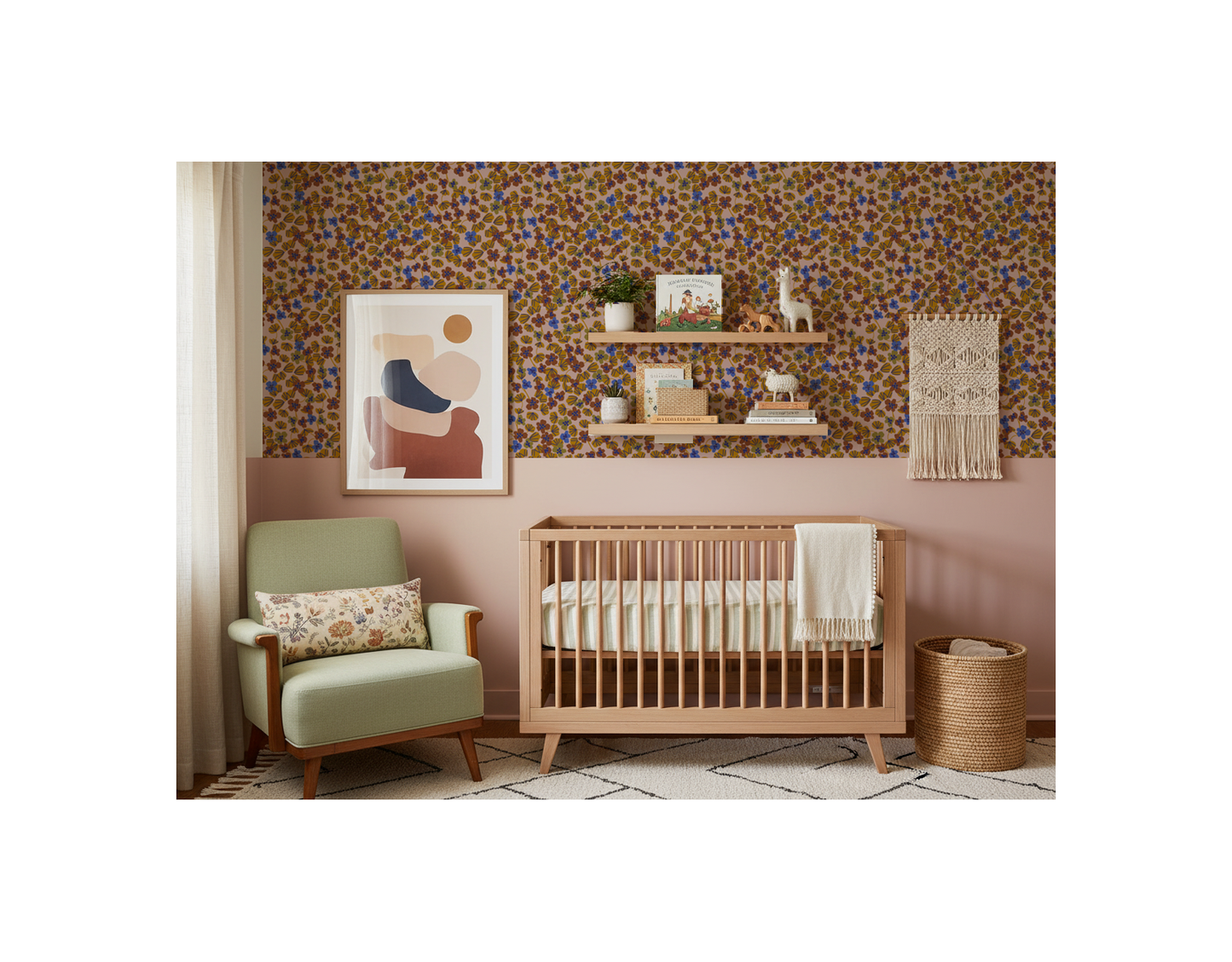 Nasturtium Wallpaper Blush Gold Peel and Stick