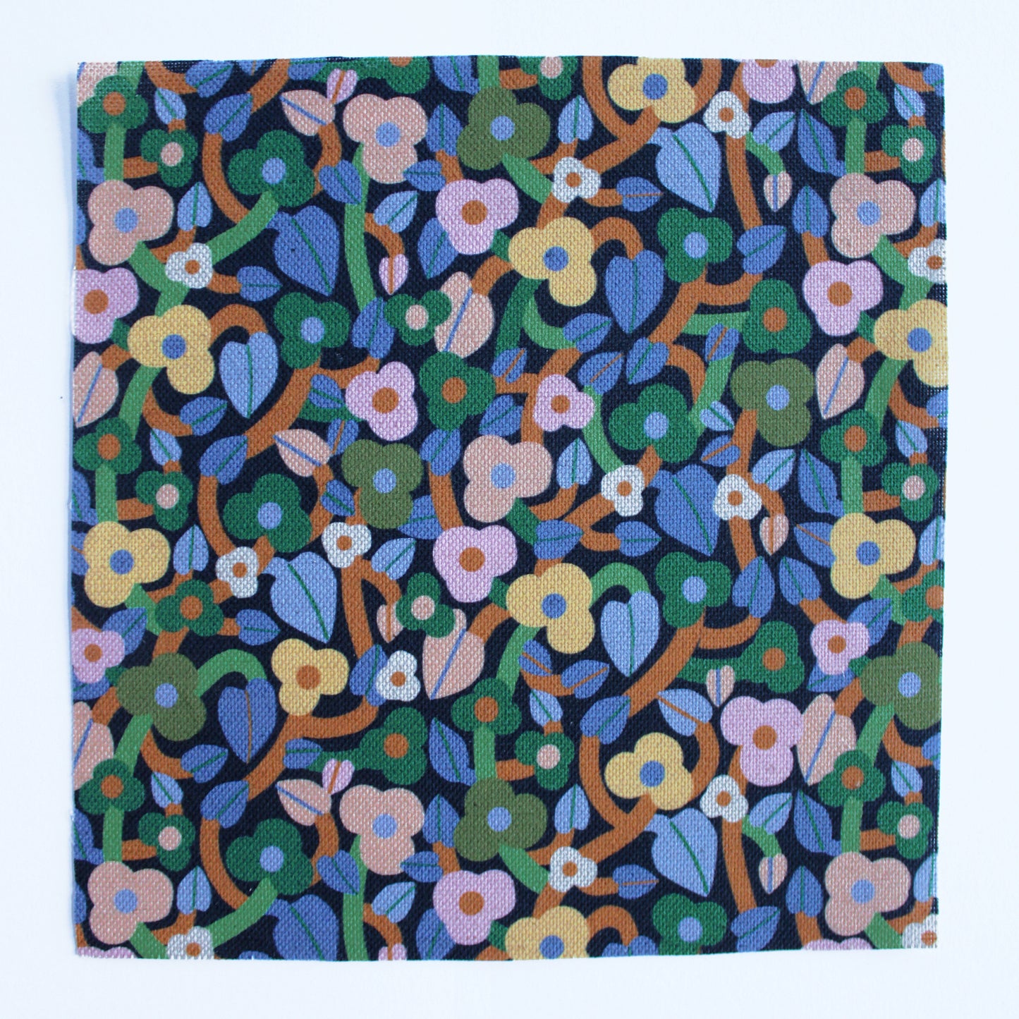 Summer Bramble Cotton Linen Fabric Black