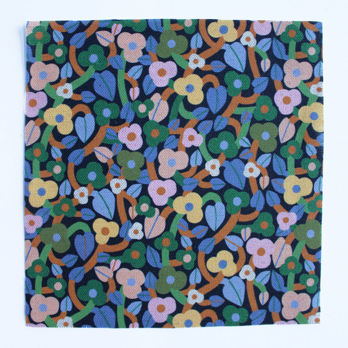 Summer Bramble Cotton Linen Fabric Black