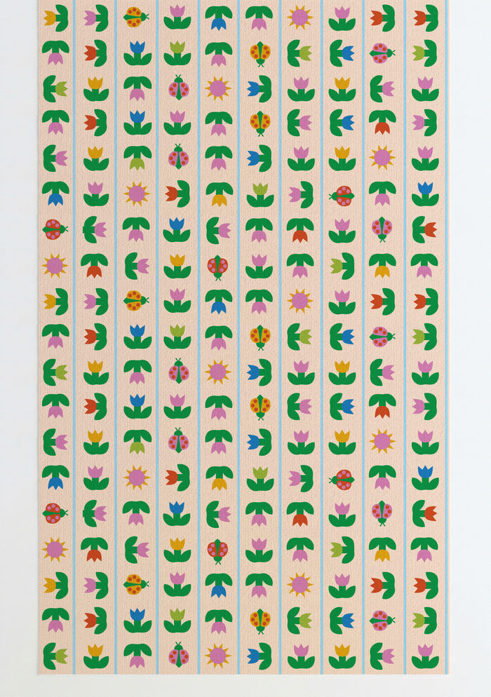 Ladybird Tulip Wallpaper Cream Pre-pasted