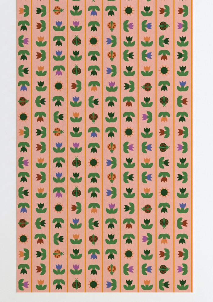 Ladybird Tulip Wallpaper Peach Pre-pasted