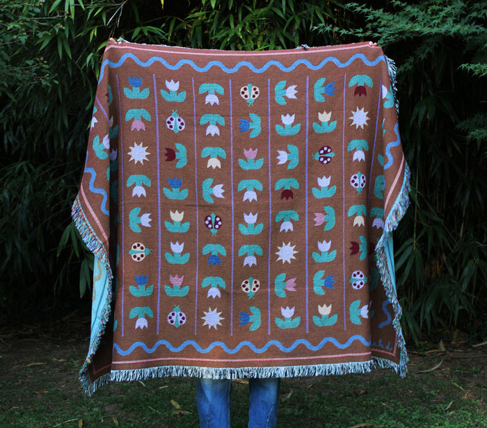 Ladybird Tulip Throw Blanket Tapestry
