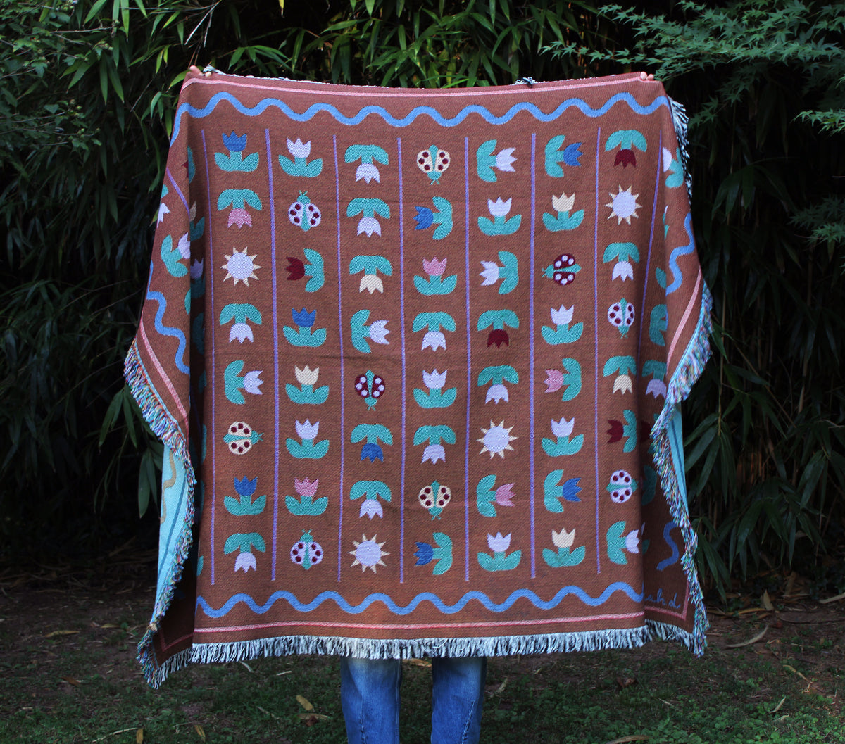 Ladybird Tulip Throw Blanket Tapestry Brown