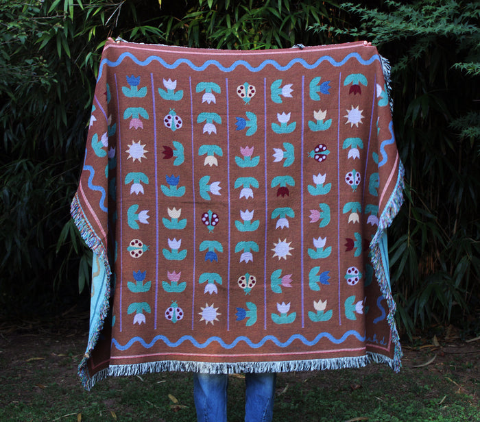 Ladybird Tulip Throw Blanket Tapestry