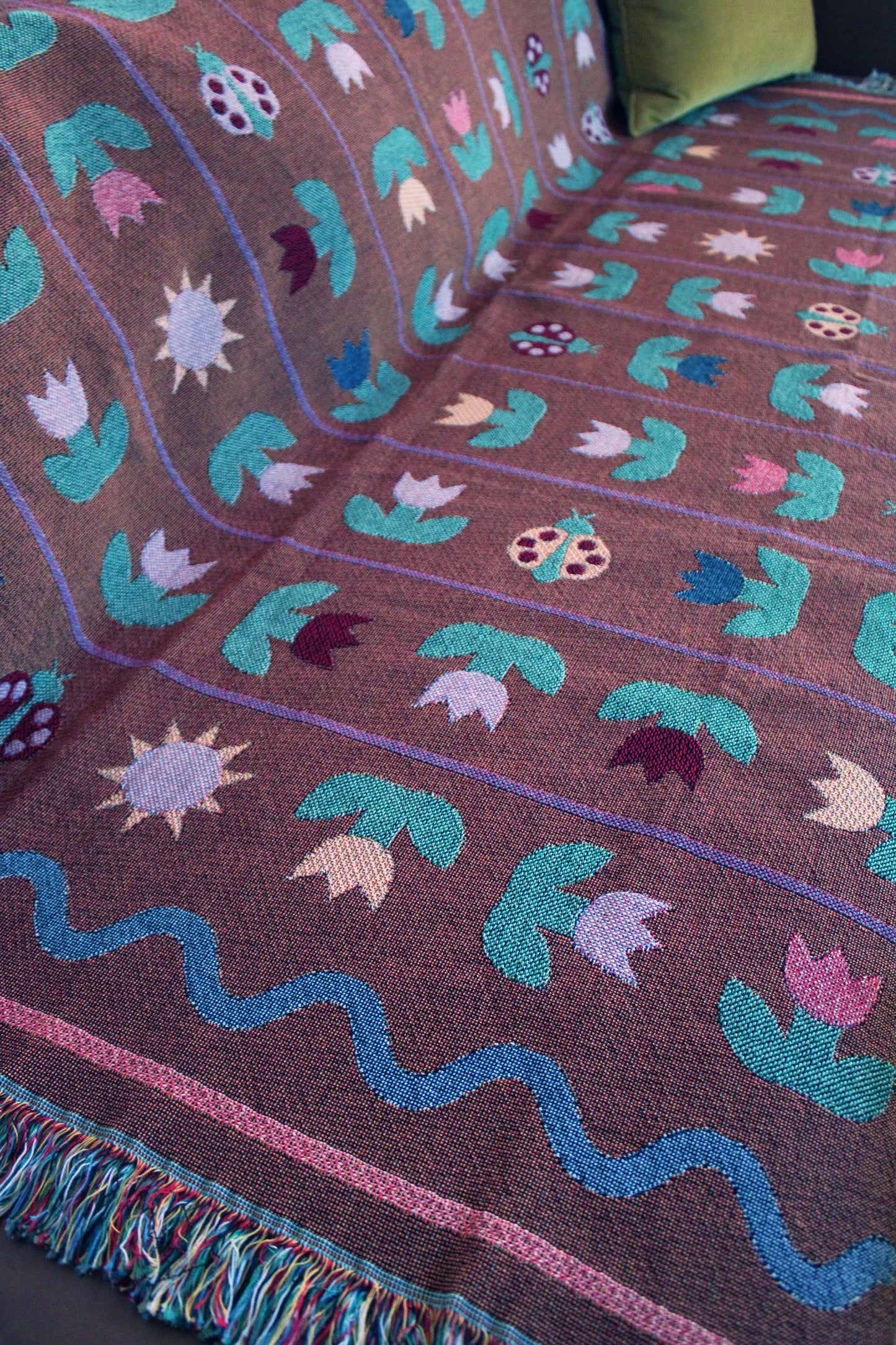 Ladybird Tulip Throw Blanket Tapestry