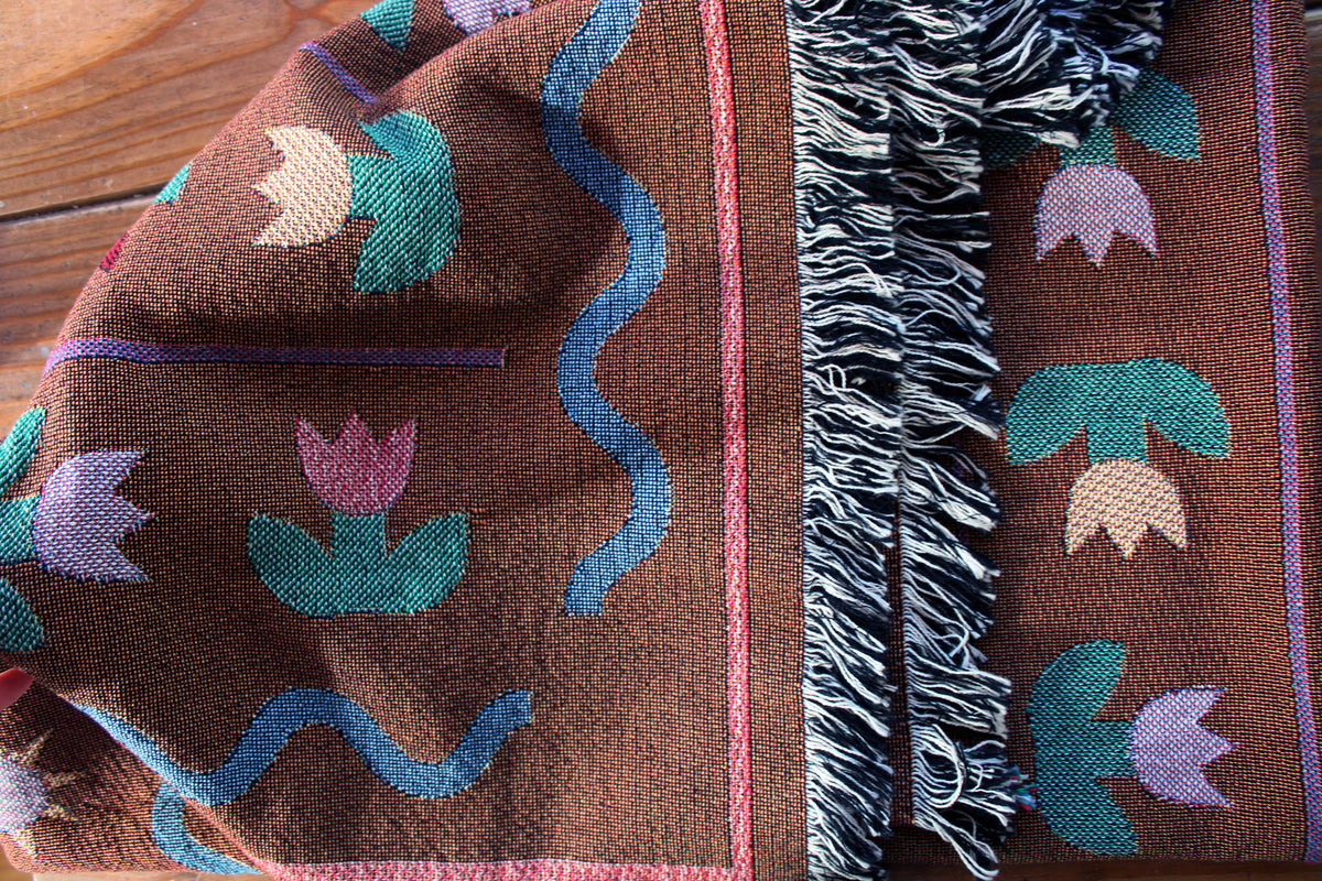 Ladybird Tulip Throw Blanket Tapestry