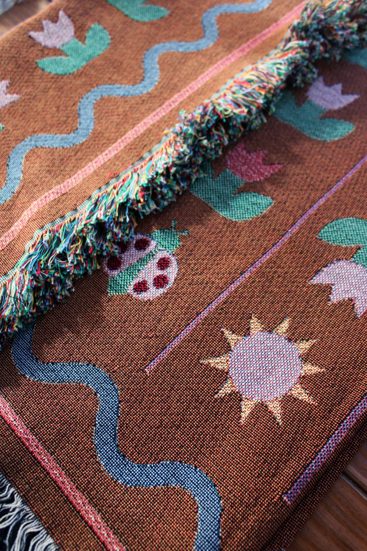 Ladybird Tulip Throw Blanket Tapestry