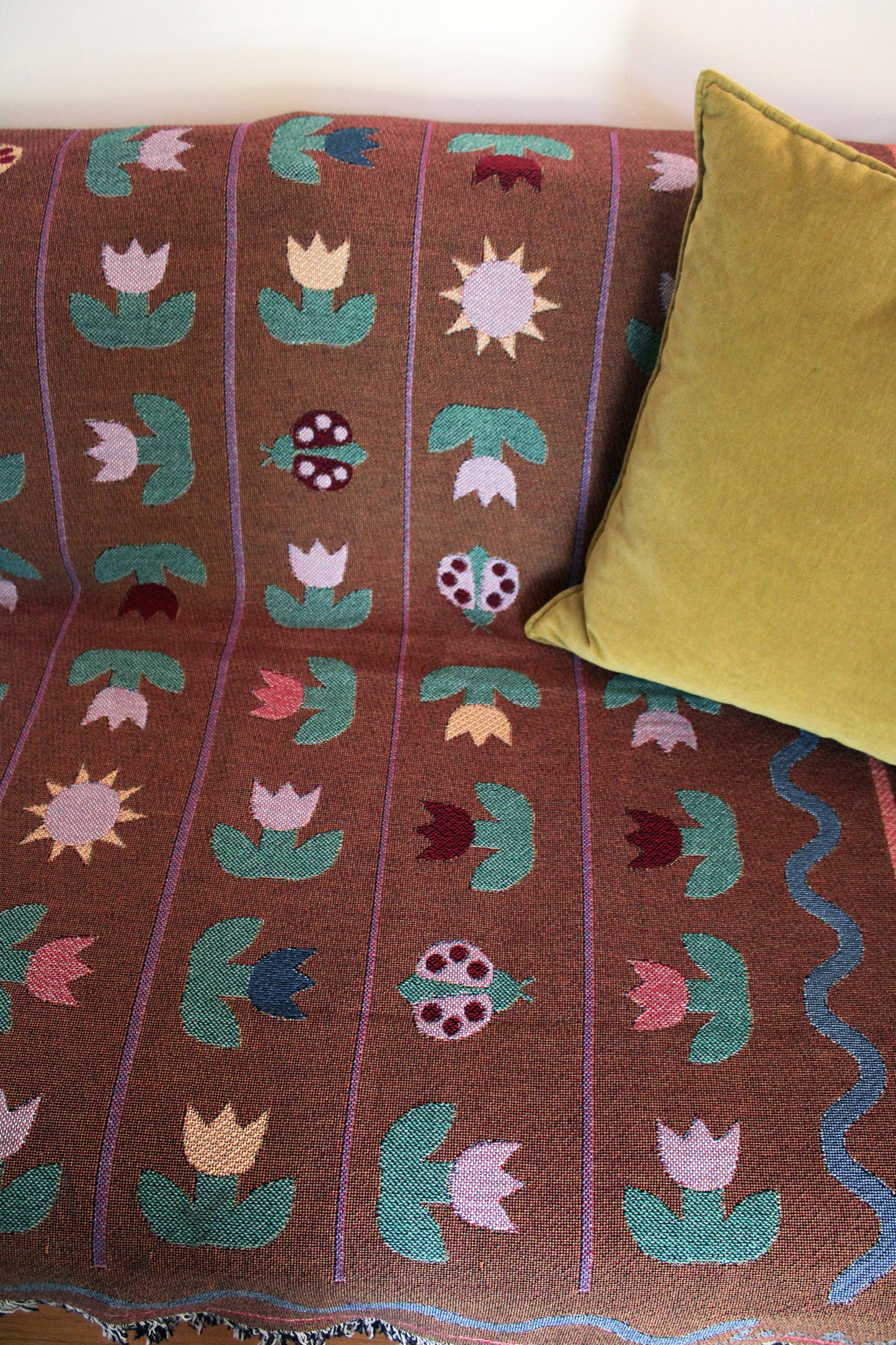 Ladybird Tulip Throw Blanket Tapestry