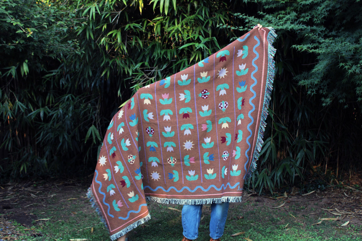 Ladybird Tulip Throw Blanket Tapestry